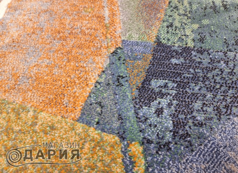 Тъкан килим ARGENTUM синьо-зелено абстрактно пано крем